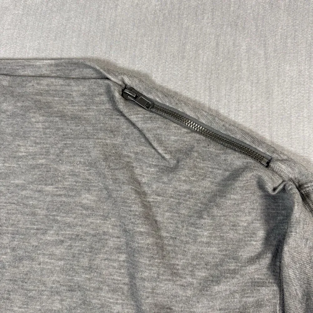We The Free Free People Nikala Zip Shoulder Sweater Women’s Small Gray Boat Neck